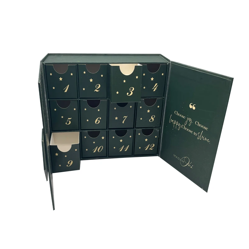 Hight Quality Low Price 12 Days Good Price Custom Number Christmas Advent Packaging Carton Calendar Gift Paper Box