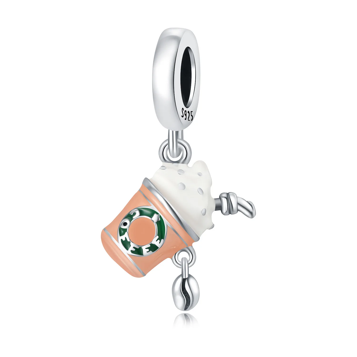 ODM OEM Temperature Changing Color Charm 925 Sterling Silver Iced Mocha Coffee Pendant For Snake Bracelet Jewelry Making