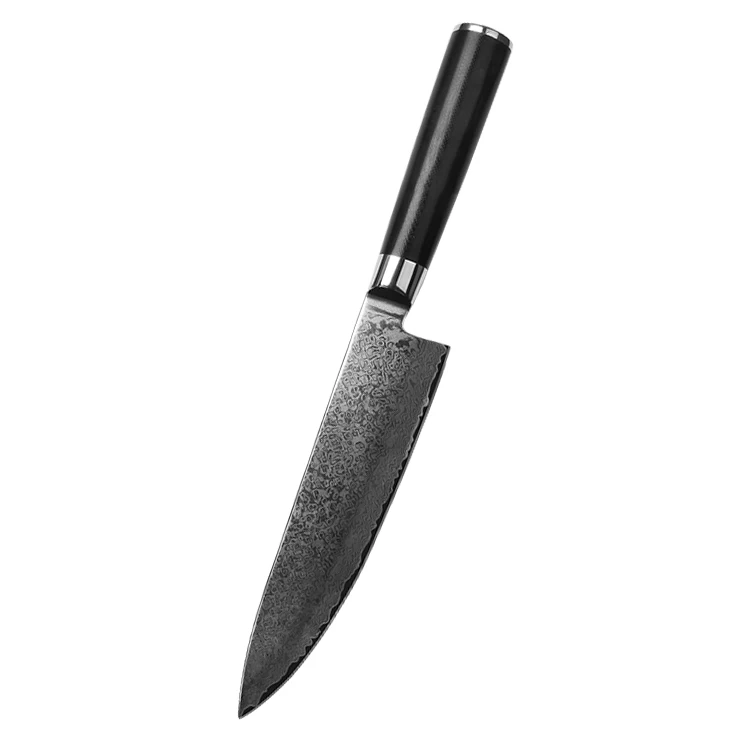 Low MOQ Customized Multi-purpose Daily Cutting 7 Piece  Stainless Steel Carbon Fiber Damascus Chef Kitchen Knife Set