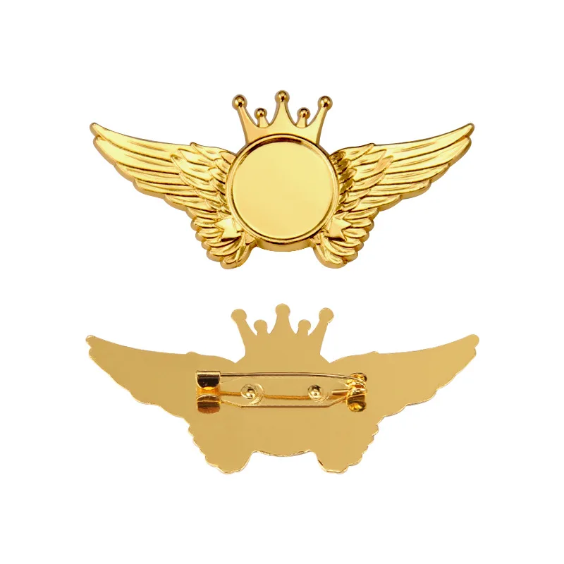 Printed epoxy coating die struck machine making logo golden badge metal lapel pin