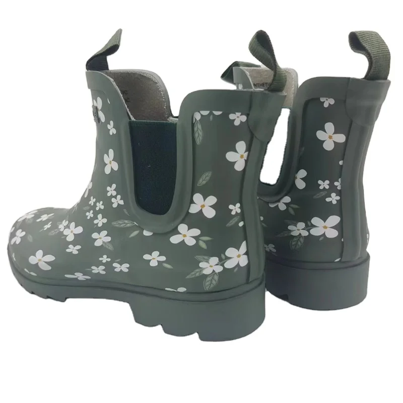 Wholesale Custom Logo Print Low Cut Short Rubber Rain Boots Shoes Rubber Wellies For Women