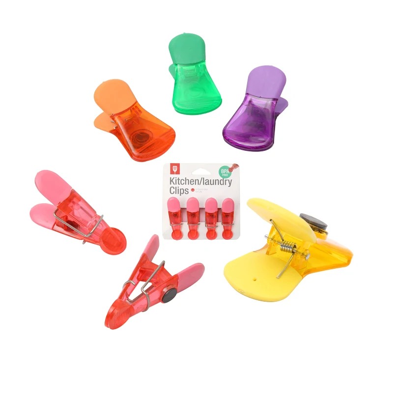 Custom Colorful Plastic Clip Snack Food  Refrigerator Magnets Fridge Magnetic Chip Clip Memo Clip