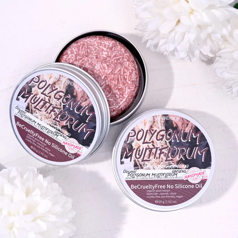Wholesale Handmade Natural Organic Polygonum Multiflorum Black Hair Shampoo Bar Soap Hair Darkening Solid Shampoo Bar