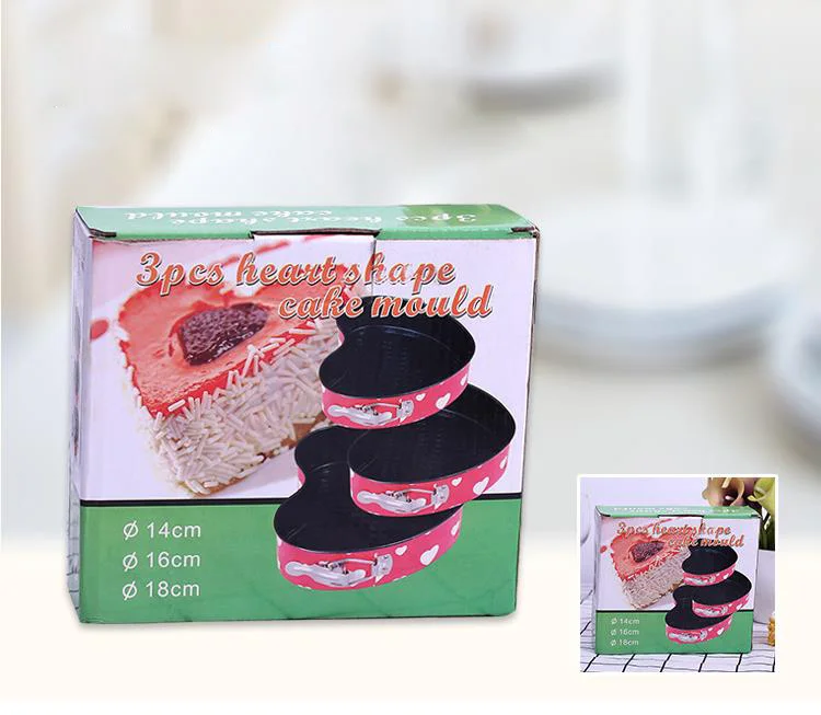  Heart Shape Cake Pan Set of 3 Baking Mould Springform with Removable
