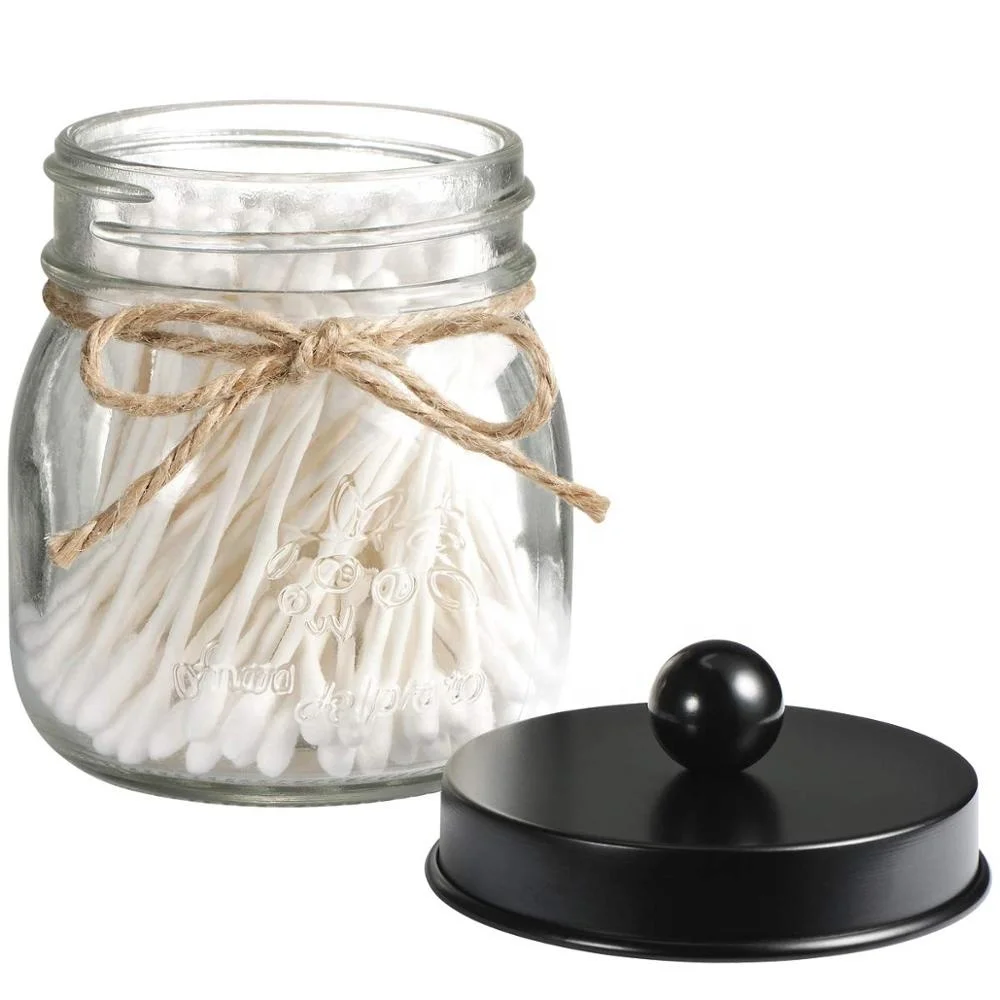Wholesale Qtip Holder 8oz Mason Jars with Easy Handle Lids for Q-Tips/Rounds/Ball