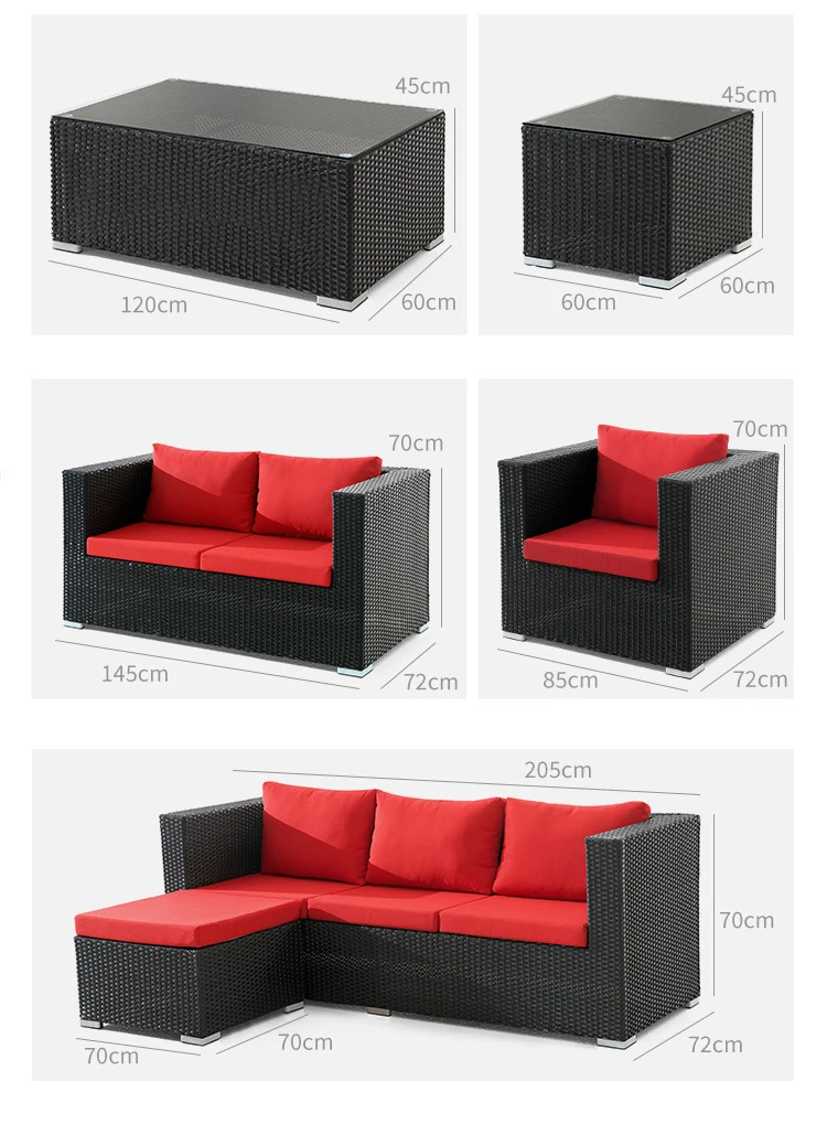 Летнее время 2021 поли ротанга садовый патио мебель набор Водонепроницаемый гостиной секционный диван u-образный диван