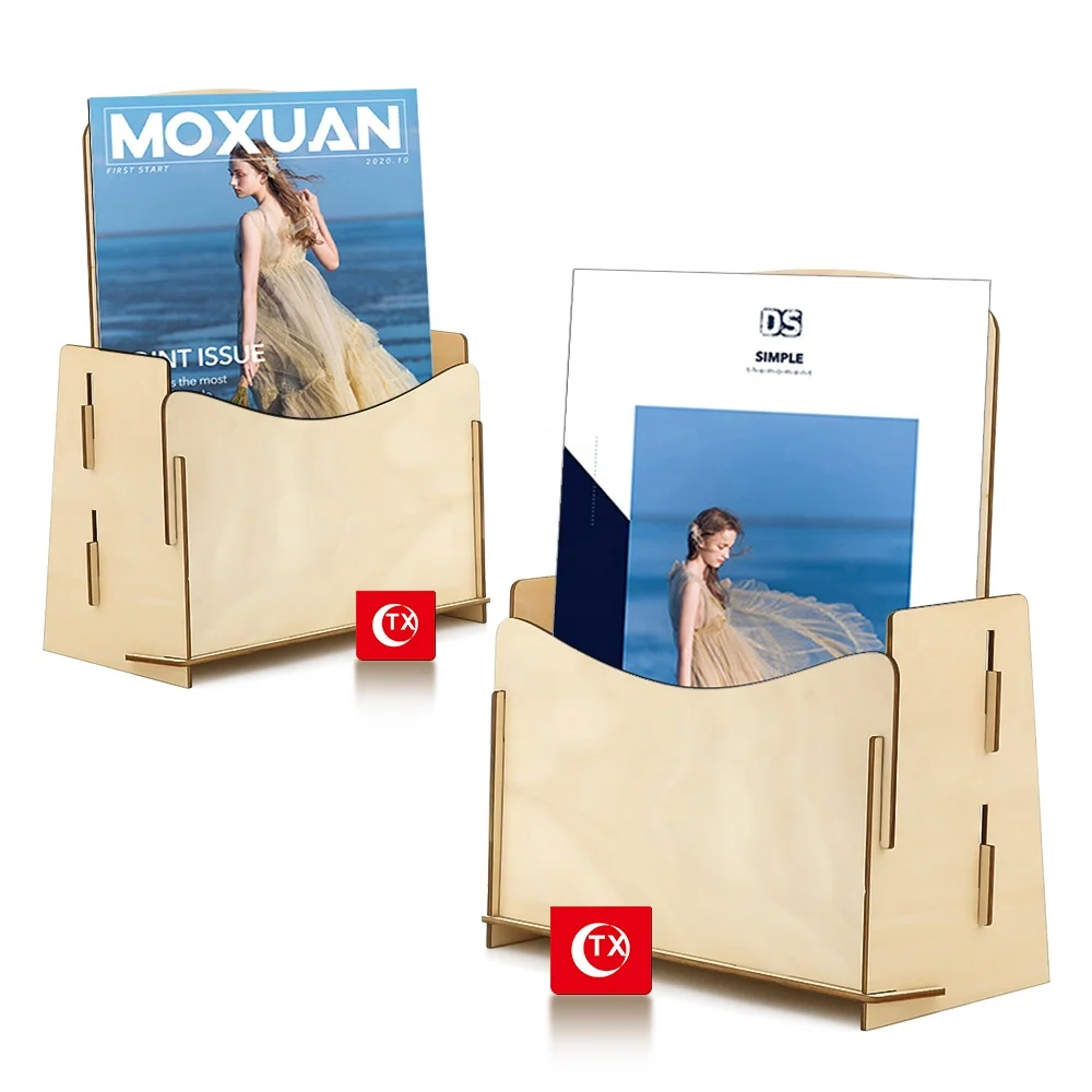 TX Tabletop Countertop Wooden Leaflet Holder Brochure Display Stand Brochure Rack For Holding Magazine Holiday and Greeting Card