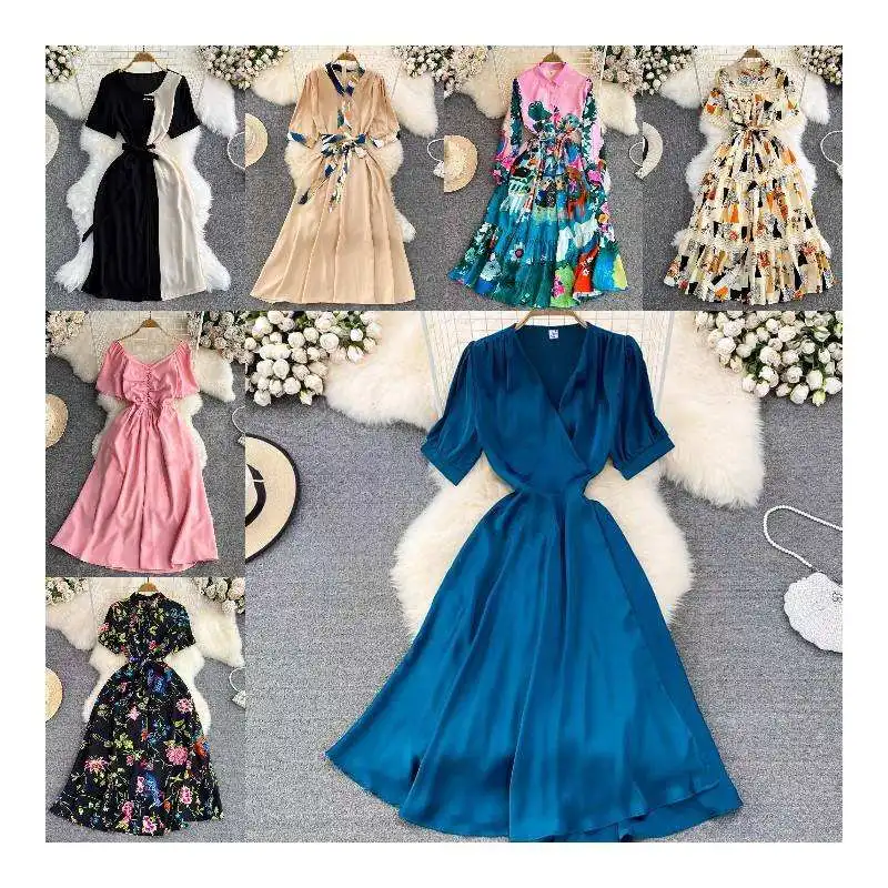 Wholesale summer ink painting printed loose sleeveless A-line fashionable design suspender dress for women