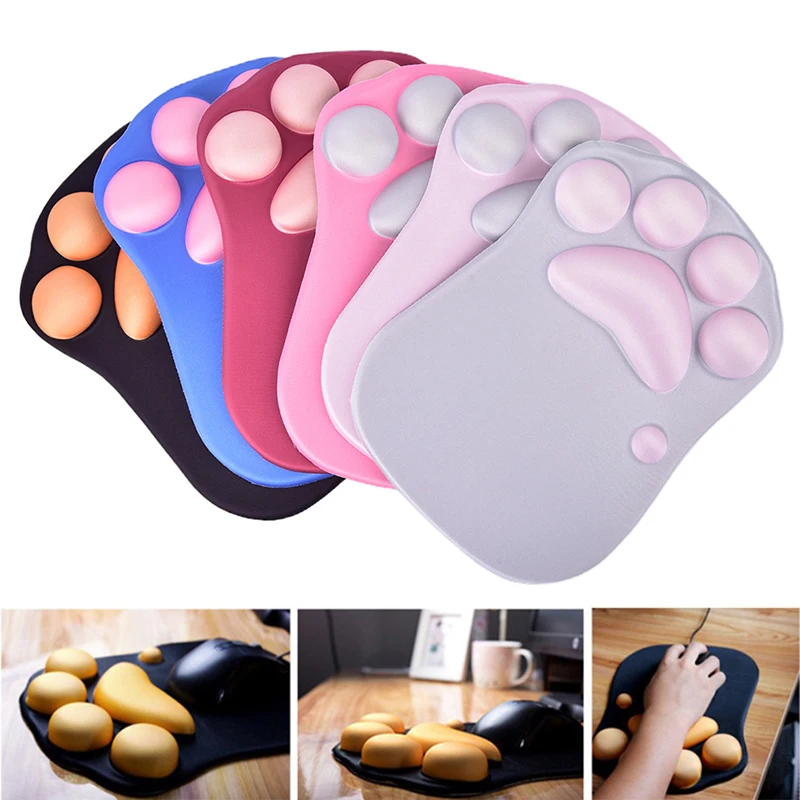 Oem Odm Cartoon Mouse Pad Keyboard Wrist Cushion Soft Silicone Cute Sublimation Black Cat Paw Mouse Pad Ergonomic