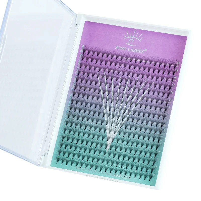 Song Lashes Wholesale Korean PBT Fans Soft Handmade Russia Pointy Base Promade Fans Mega Box
