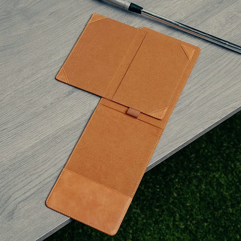 Genuine Leather Golf Score Card and Yardage Wallet with Pencil Loop Golf Scorecard and Yardage Book Holder
