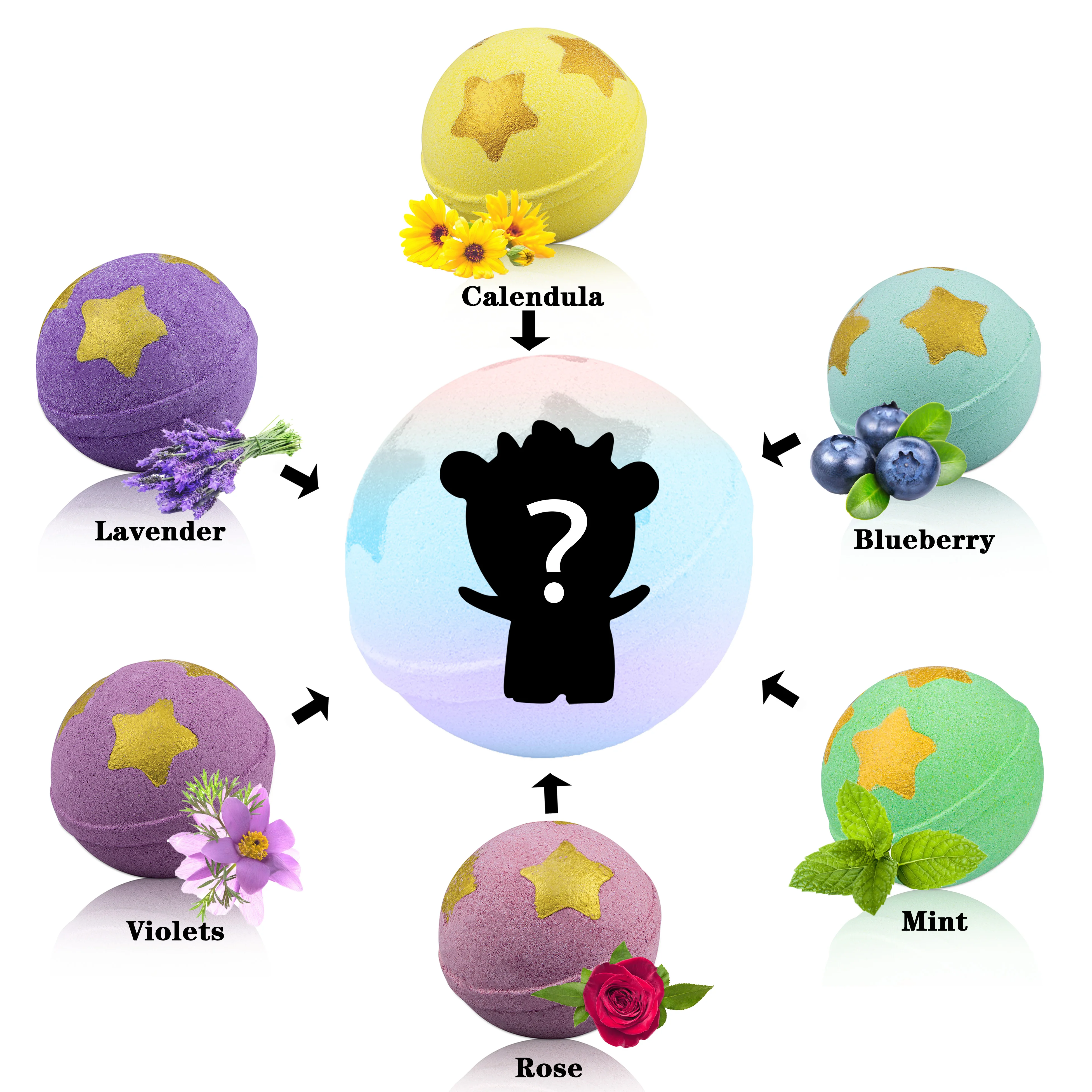 OEM Handmade Fizzy Balls For Kid Bath Bomb Gift Set With Toys Inside Bath Ball Bomb Essential Oil Spa Bath Fizz Balls