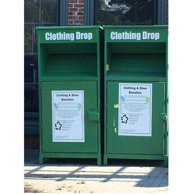 New Arrival Large Metal Rectangular Donation Bin Standing Structure Clothes Drop Boxes Storage Bucket for Clothing Donations