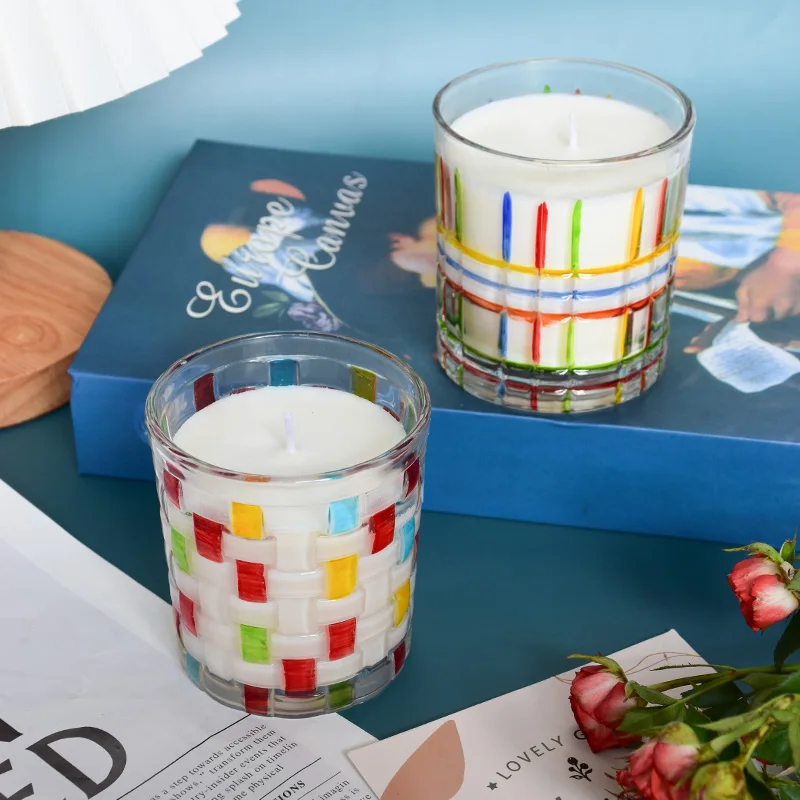 Home Decoration Custom Polka Dot Glass Jar Soy Wax Scented Candle