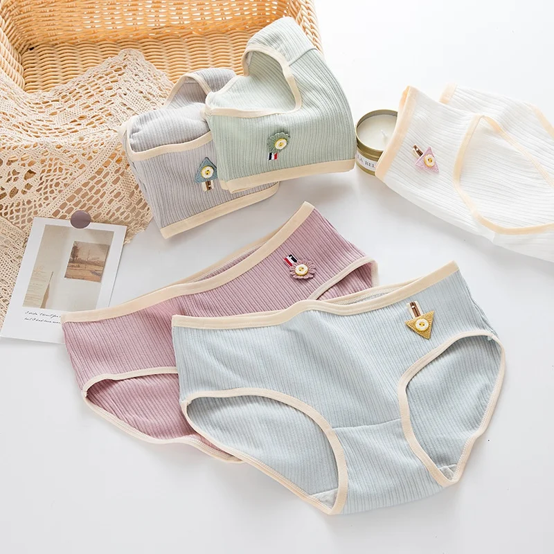 Wholesale young girl middle waist underwear cute ladies cotton panties
