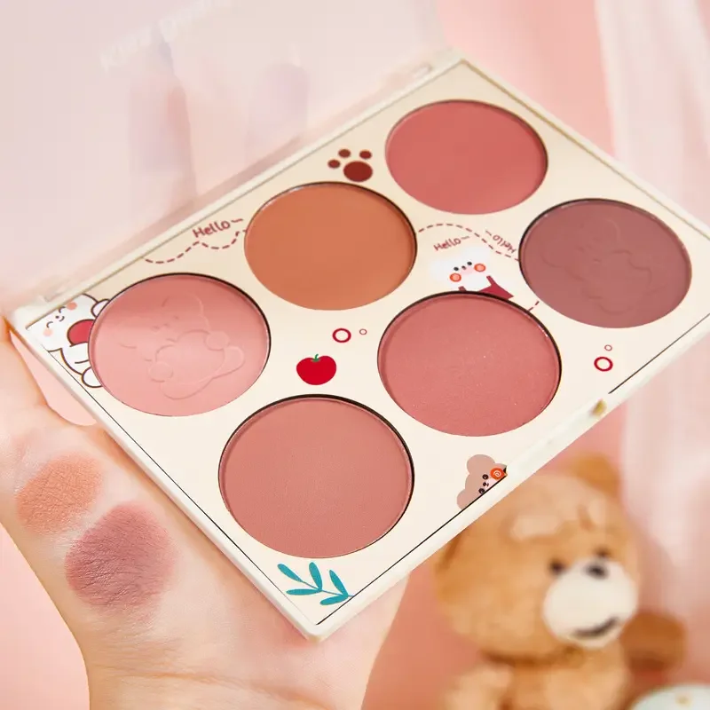 Hot sale 6 colors little milk bear  Face Blusher Palette Makeup Multi-color Pearl Cheek Blush Powder Face Makeup