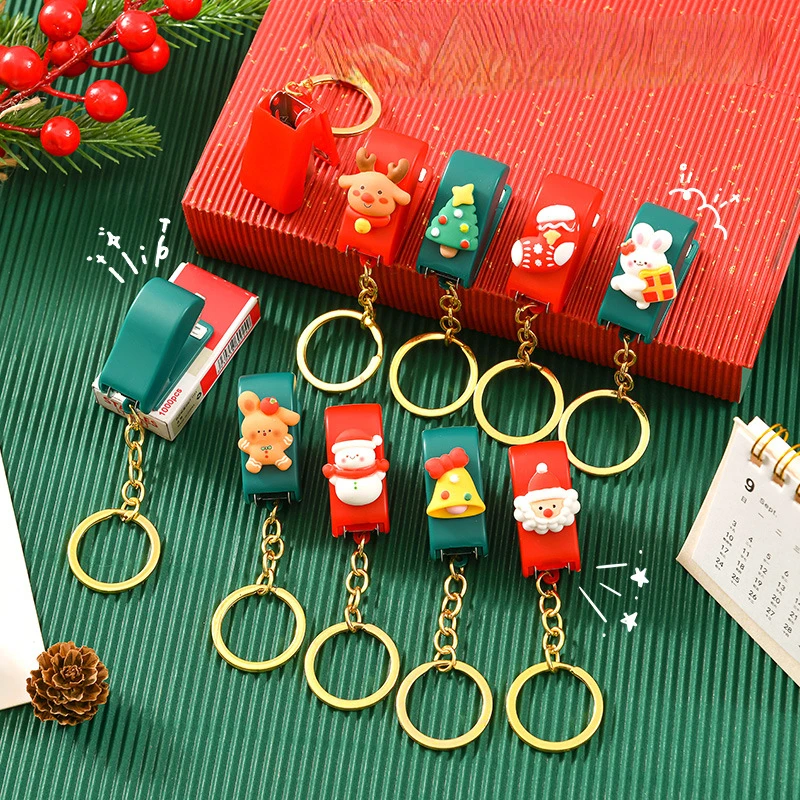 Cartoon Christmas Mini Stapler Student Office Mini Stapler Stationery Manual Stapler
