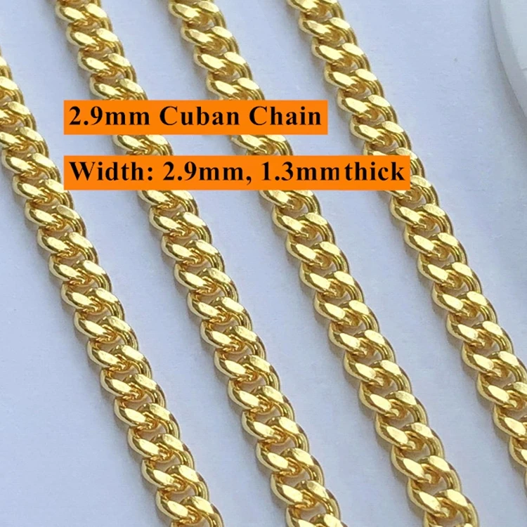 New 2.0mm Cuban Chain 14K Gold Filled for women Jewelry Making Necklaces