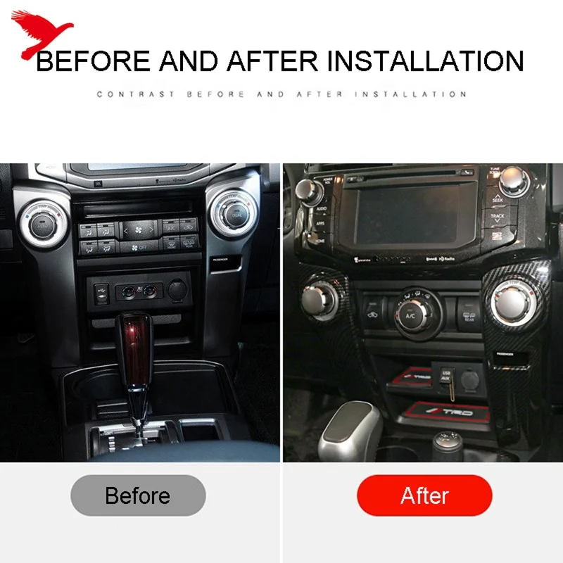 For Toyota 4Runner (N280) 2014-2024 Car Interior Accessories Center Console Strip Cover Molding Trim ABS Carbon Fiber Style 2PCS