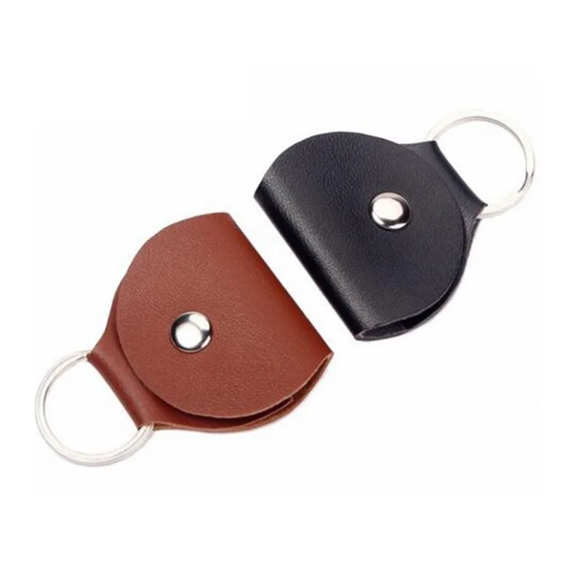 Top Quality Guitar Pick Holder Genuine Leather Guitarra Plectrum Case Bag Keychain Shape Guitar Accessories Guitar Hanger Hook
