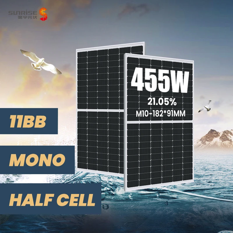 OEM manufacturer pv panel M10cell solar cells solar panel 435w 455w 120cells mono 11BB half cut solar power panel