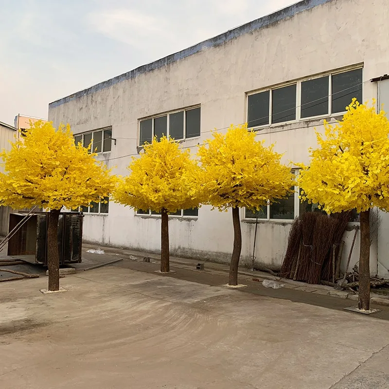 Yellow artificial ginkgo tree for decoration