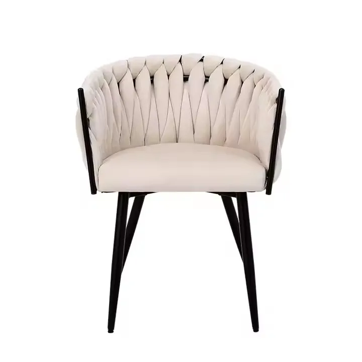 Curved Edges Back Velvet Accent Chairs Restaurant Hall Leisure Comfort Fabric Dining Room Furniture Chair