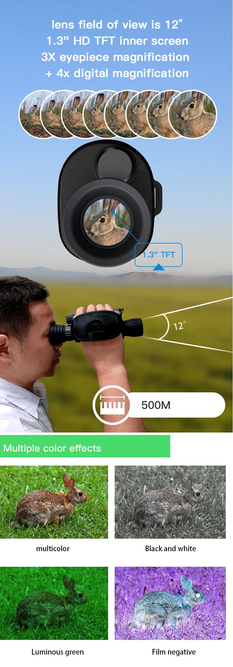 monocular  night vision spy gear for adults one hand full hight with camera IP54 waterproof