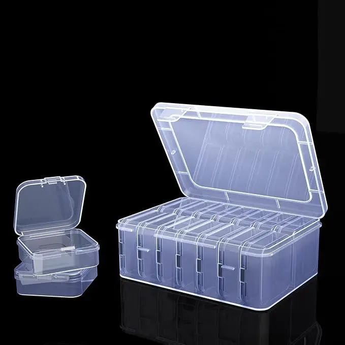 15 pcs Small Bead Organizers Plastic Cases Mini Clear Bead Storage Containers Transparent Boxes with Hinged Lid Clear Craft Case