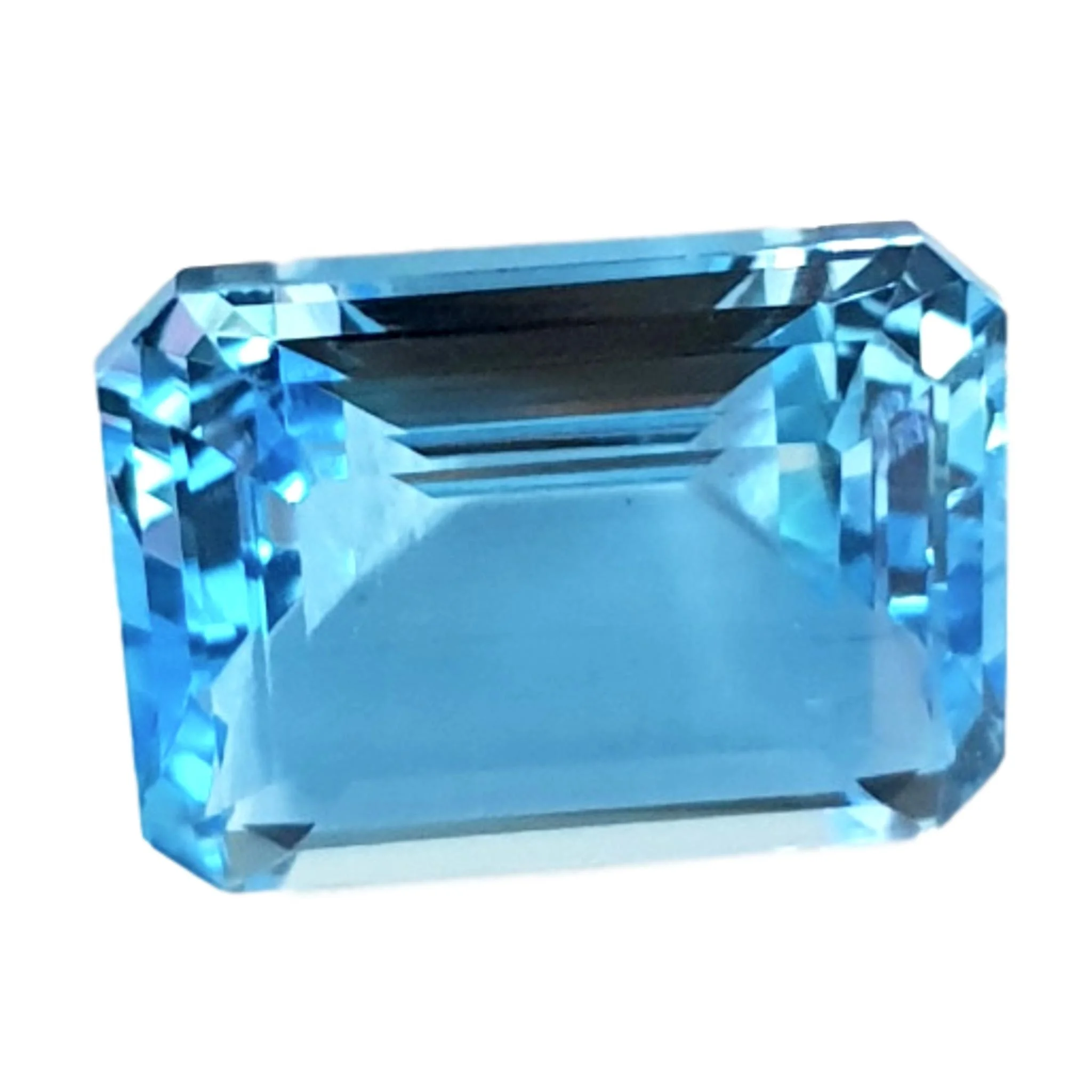 emerald cut swiss blue topaz gemstone