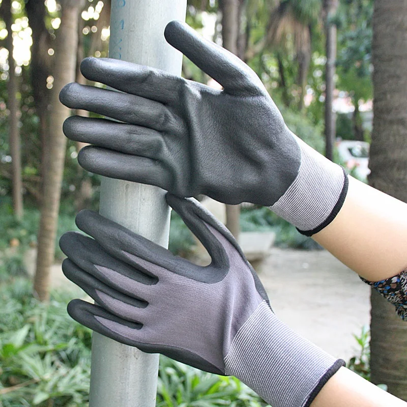 NMSAFETY 15G Good Grip Spandex and Nylon Shell Foam Nitrile Coated gloves