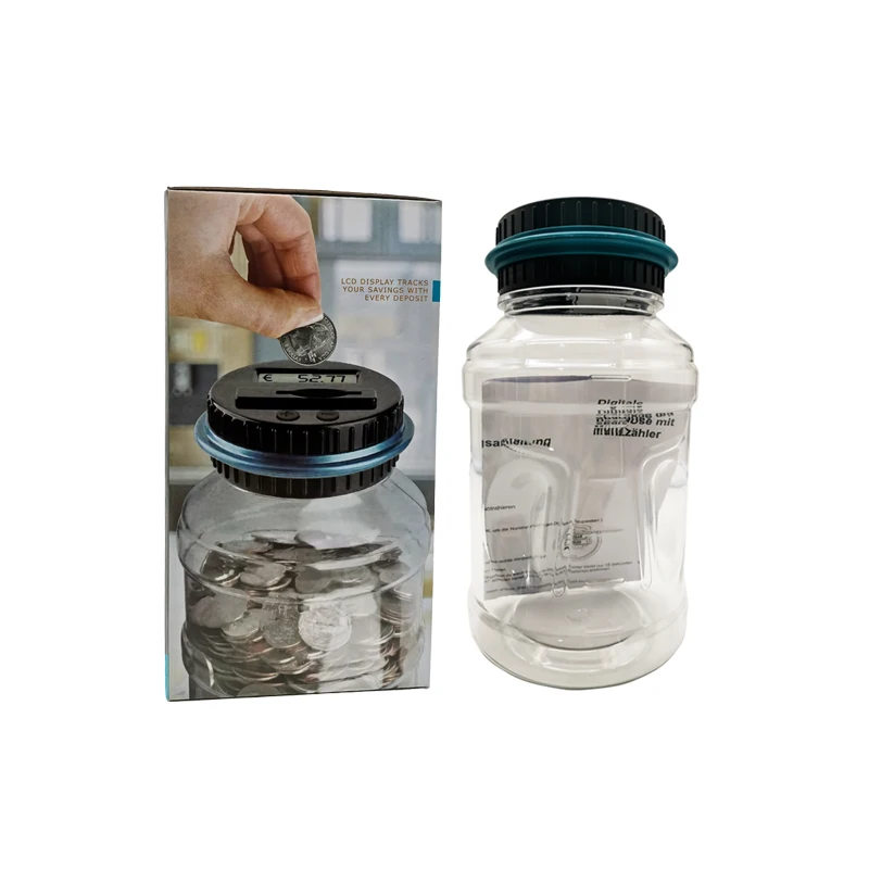 2022 Intelligent new  piggy bank counter coin electronic digital LCD money counter jar Transparent coin saving box