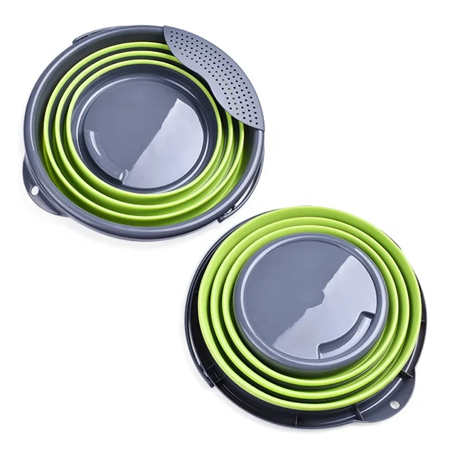 Multi-function 3 Gallon Collapsible Pail Bucket with Filter for Hiking Camping Foldable Water Bucket