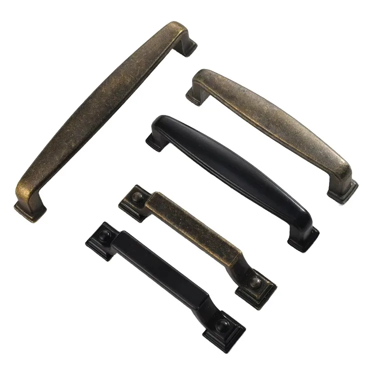 Drawer Cabinets Wardrobe Door Handle Accessories Style Three Fixed Antique Zinc Alloy New Chinese Iron Kitchen Furniture Handle