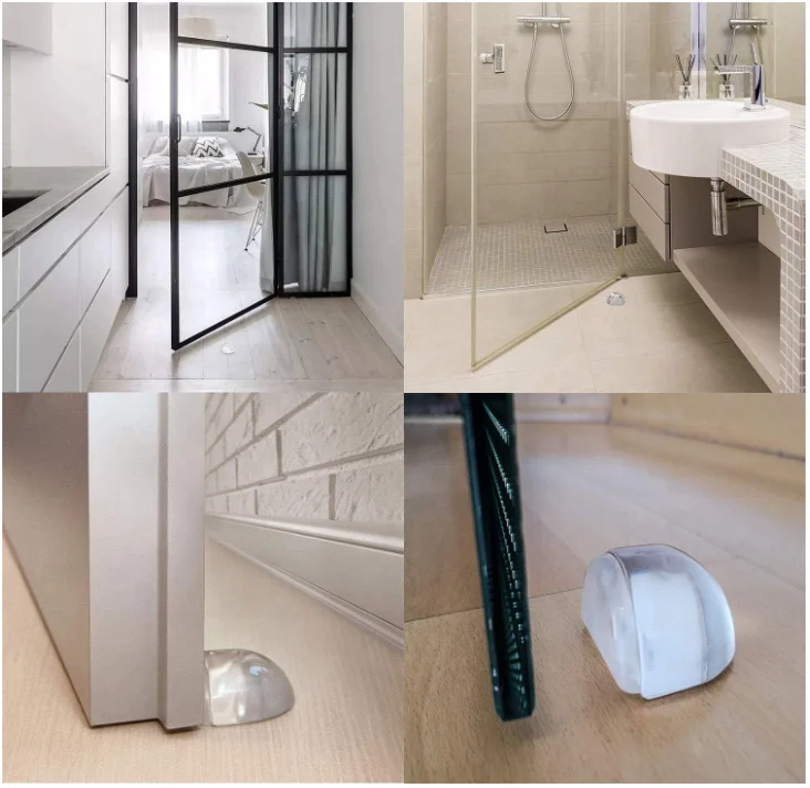 Transparent Door Stopper Punch-Free Anti-Collision Clear Bumper Protector Door Draft Stopper For Home Protective