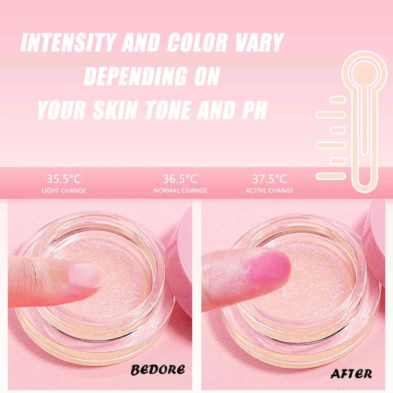 Private Label Wholesale Makeup Crystal Blush Cream Long Lasting Waterproof Moisturizing PH Color Changing Jelly Blush Powder