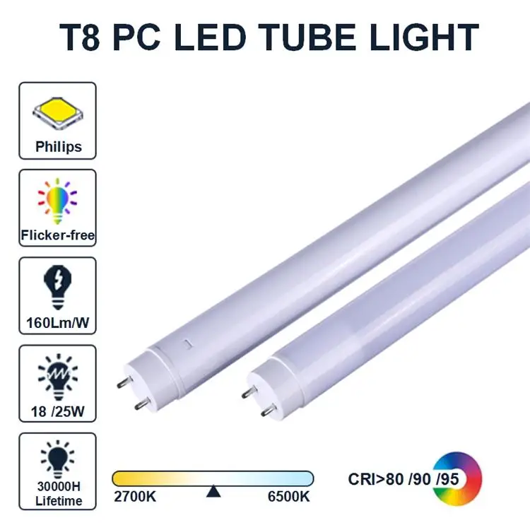 New Design PC Cover LED Tubes Lamp Tubo LED 18W 120cm G13 T8 LED Tube Plastic Tube Light