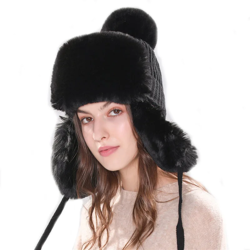 New Adult Rabbit Fur Ear Protector Wool Lei Feng Hat