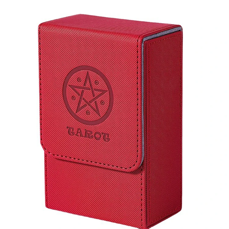 Custom Storage Trading Outdoor Card Box Tarot Playing Holder Pu Leather Deck Cards Collection Box With Magnet