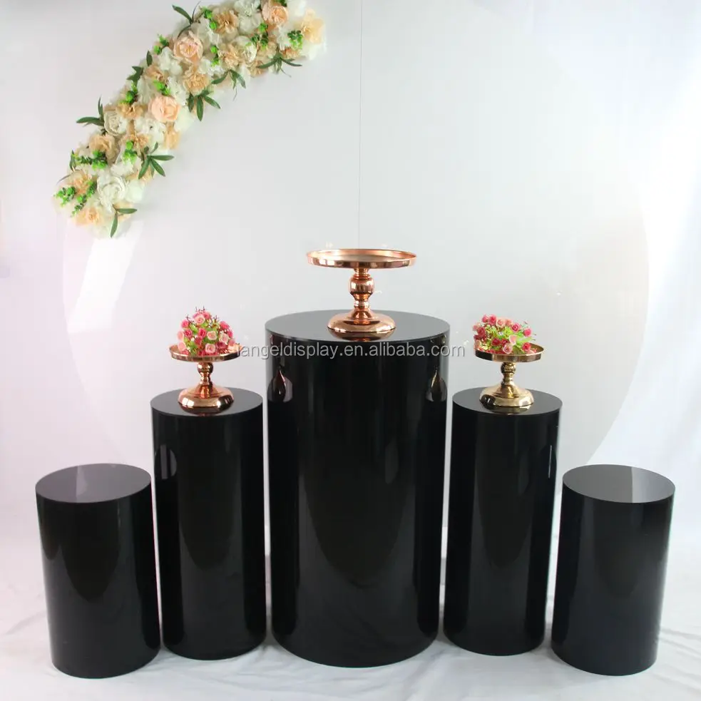  Iangel custom hot wedding 70cm high decoration golden cylinder base acrylic display