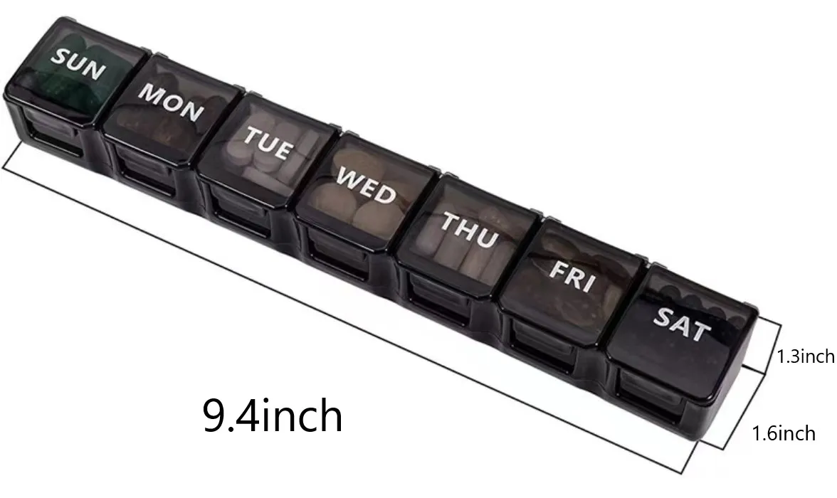 travel size pill box 7 compartments vitamin fish oil pill storage cases compact weekly pill organizer 7 day