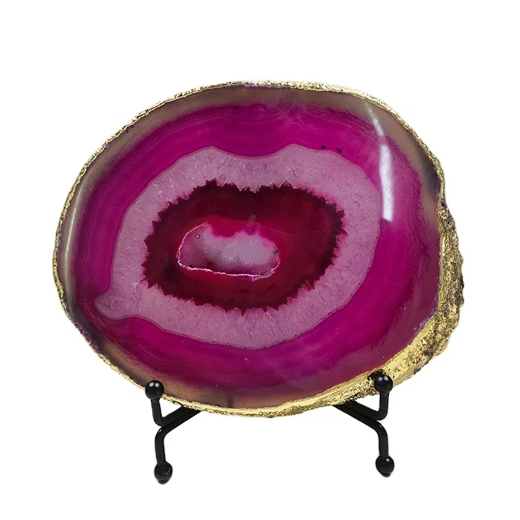 Agate Slices Wholesale Price Red Crystal Agate Dia240mm Translucent Onyx Slices Decorative Agate Coaster