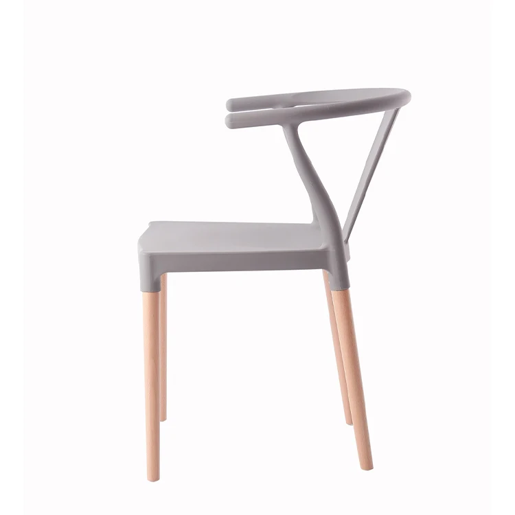 China factory plastic Polypropylene single seat Cheap Beech Wood Legs chair stacking packing outdoor chair