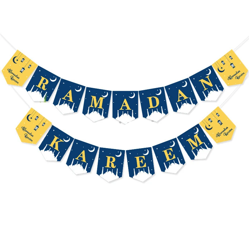 2022 New Paper Ramadan Kareem Banner Ramadan Mubarak Banner Ramadan Kareem Decoration Muslim Party Supplies