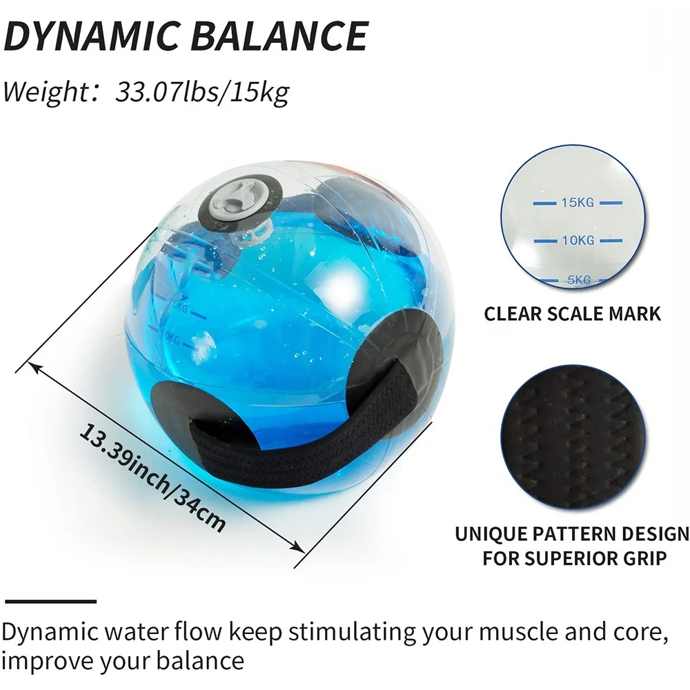 Custom Logo Color Pvc Round Shape Adjustable Ball Shape Lifting Aqua Training Water Dumbbell Sandbag Fitness Power Aqua Bag