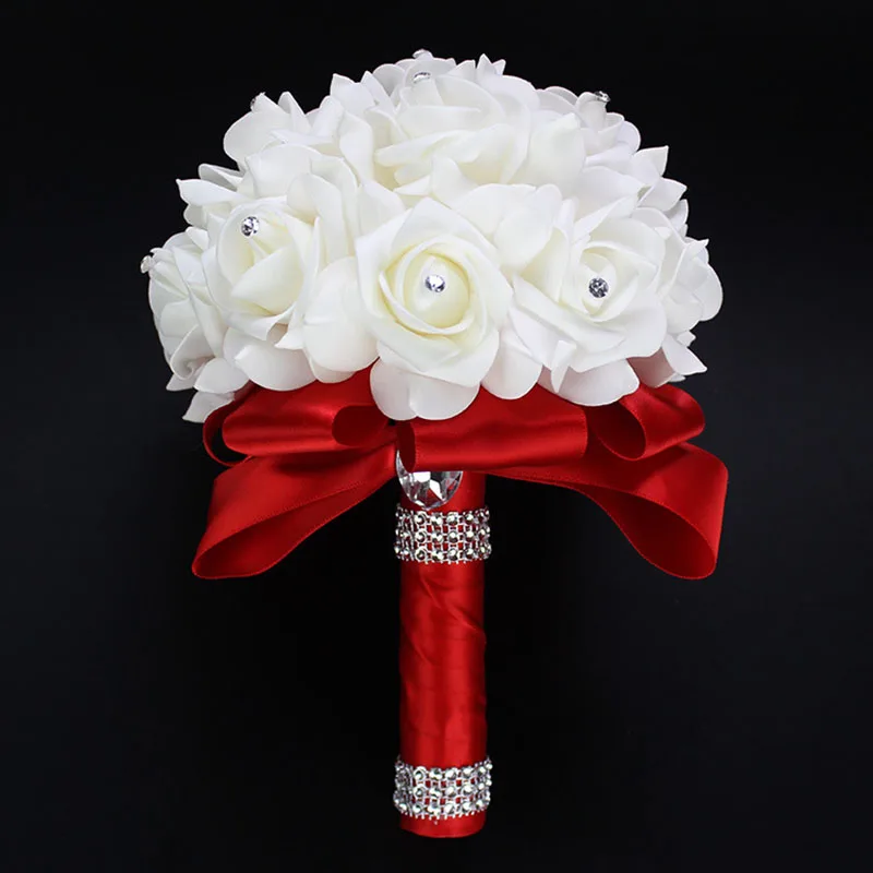 DREA Creative bridal bouquet white bridal bouquet simulation rose wedding flower etiquette bridal bouquet