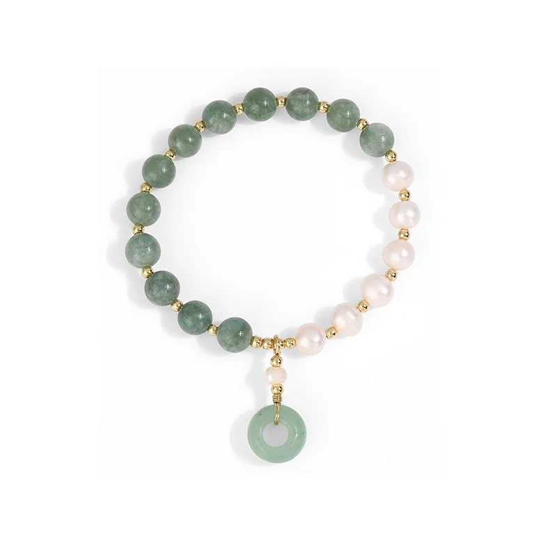 Hawaiian New Myanmar Jade Bracelet Exquisite Gold Plated Freshwater Pearl Natural Stone Bracelet wholesale