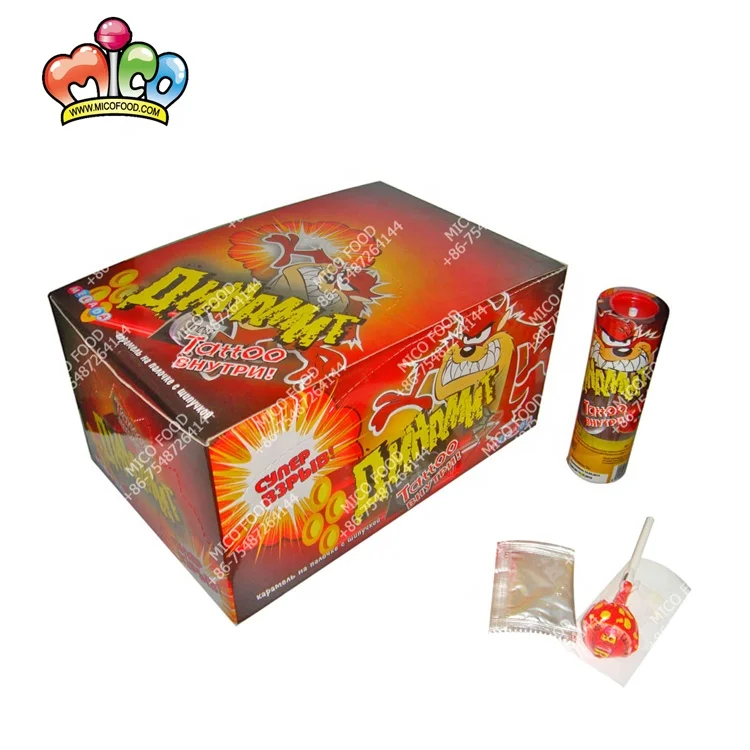 Ball Shape and Fruity Flavor lollipop with popping candy