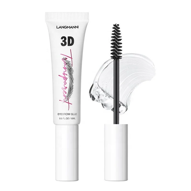 Langmanni Styling Brow Gel Waterproof Fix Wild Natural Waterproof Makeup Clear Vegan Eyebrow Glue Gel With 3D brush