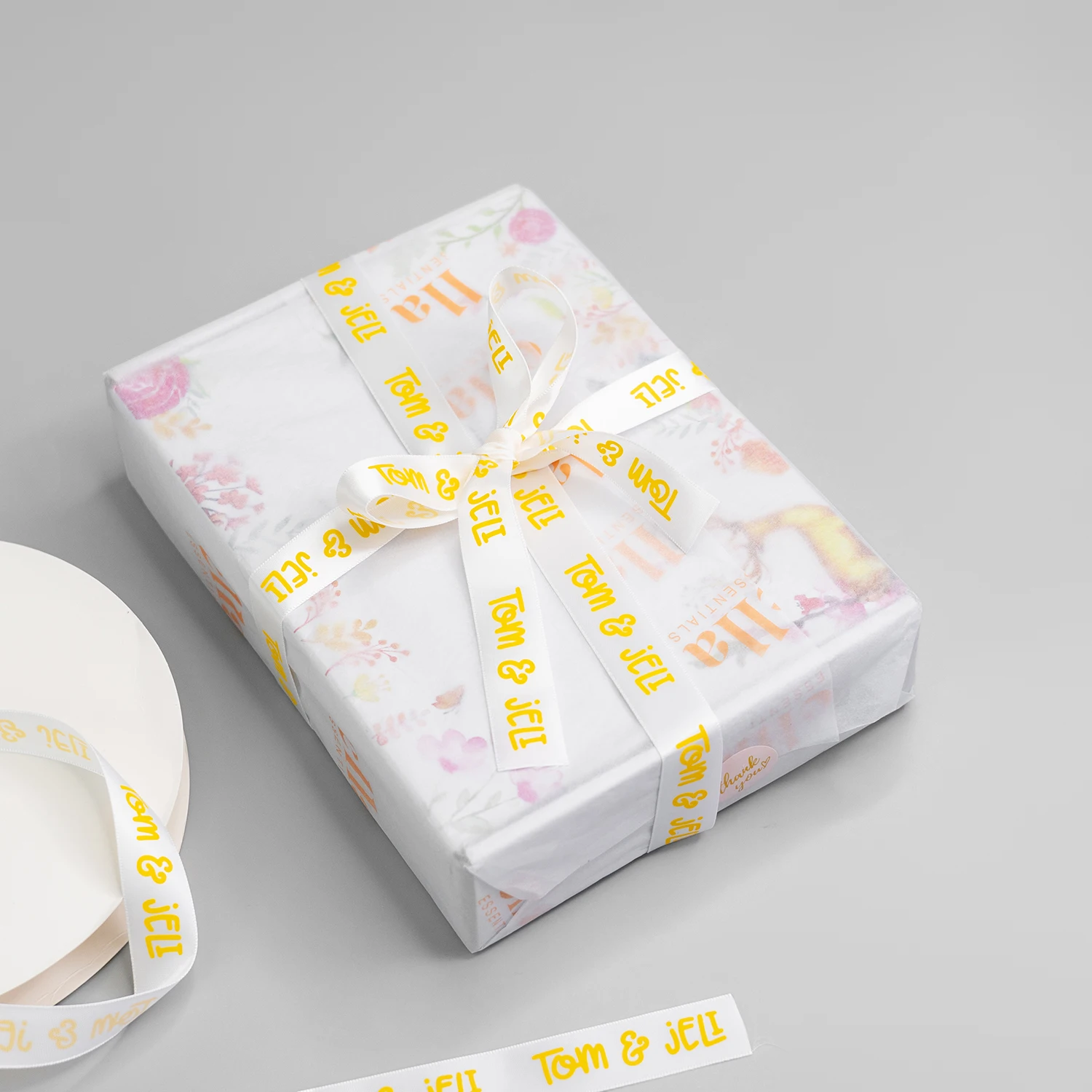 Wholesale Custom Logo 1 Inch  White  Polyester Ribbon     Grosgrain Printed Ribbon  Printing Your Logo  For Gift Packaging